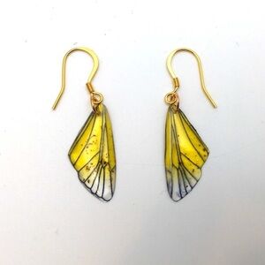 Dainty Yellow Butterfly Wing Earrings
